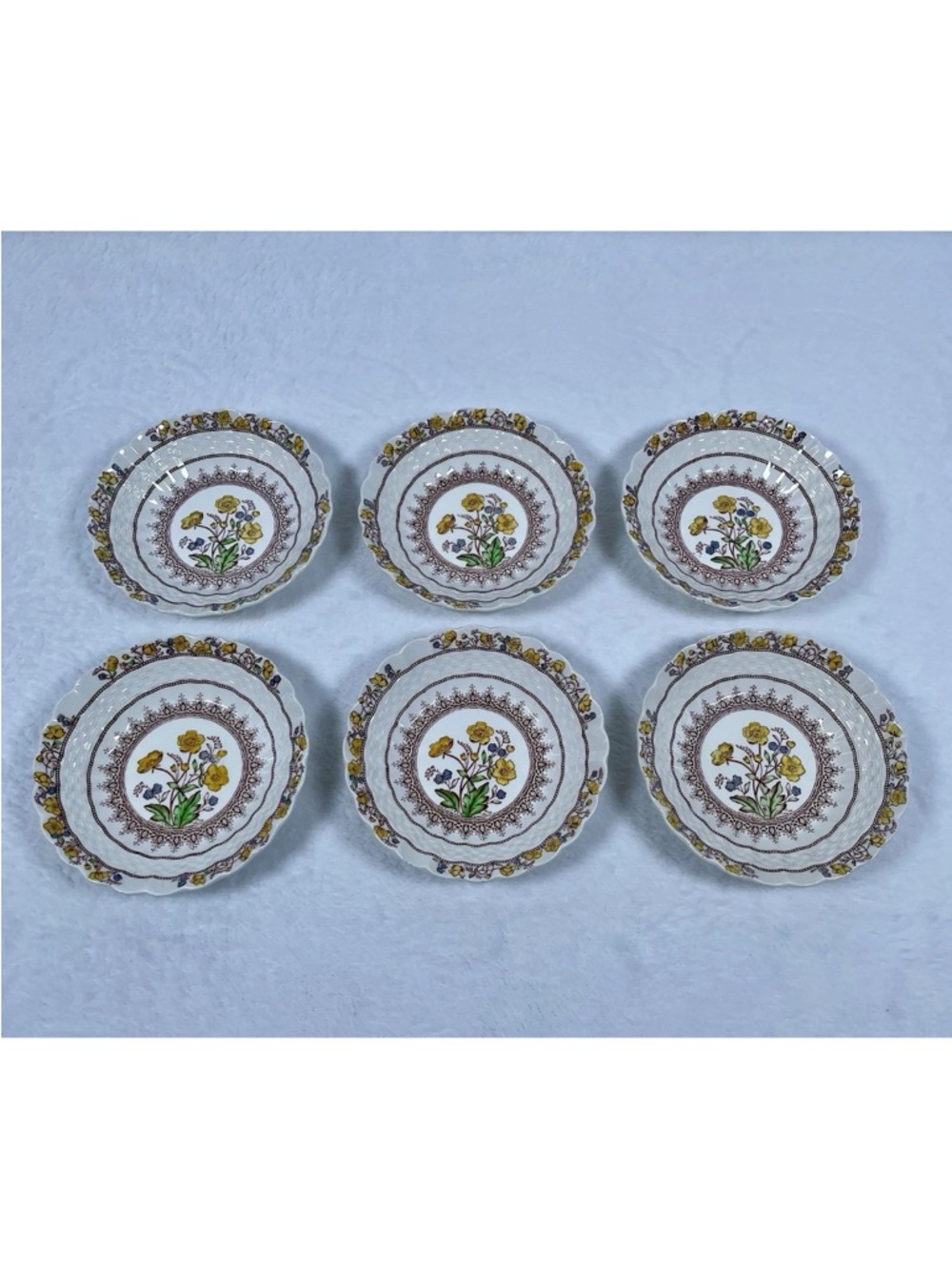 LOT OF 6 Vtg Copeland Spode BUTTERCUP Fruit/Dessert Bowls 5 1/4" OLD BACKSTAMP